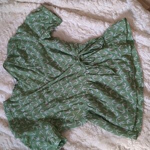 Lucky Brand Size Small Green Wrap Peplum Blouse Short Sleeve